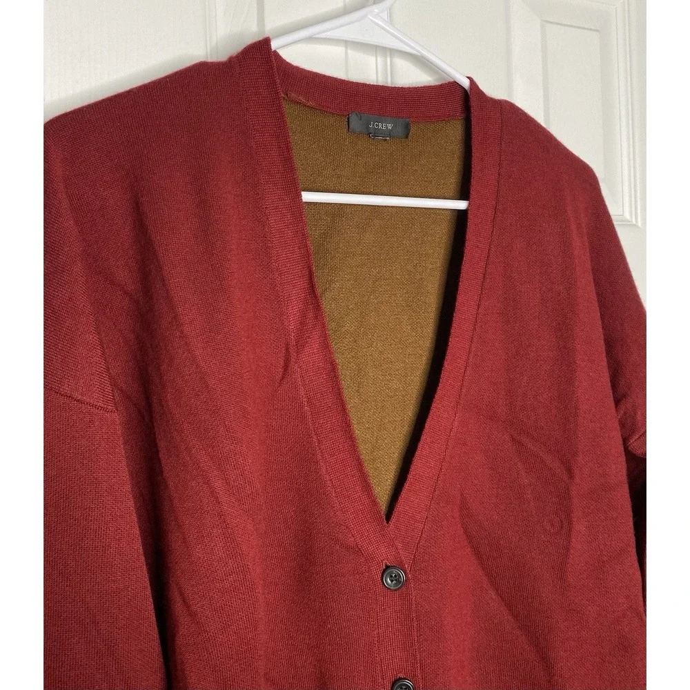 J Crew‎ Women's Merino Wool V Neck Long Line Cardigan Red Size XL - Picture 3 of 8